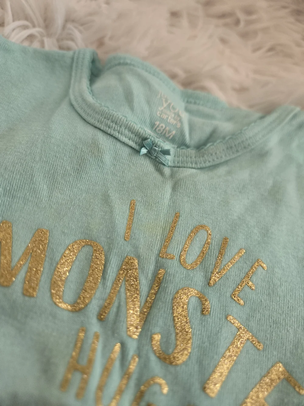 Carter's Mint Top & Coral Monster Print Pajama Set